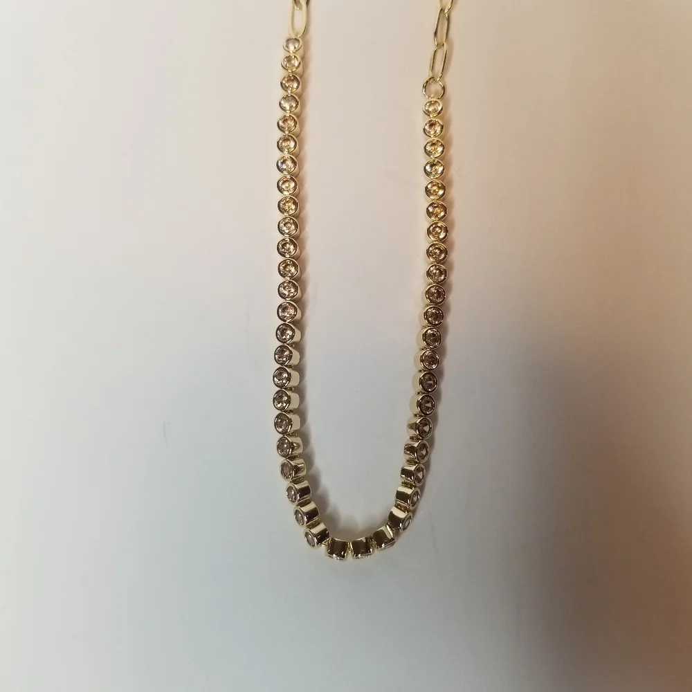 EVEREVE NWT 14K Gold Plated Brass Rhinestone Sparkle Necklace